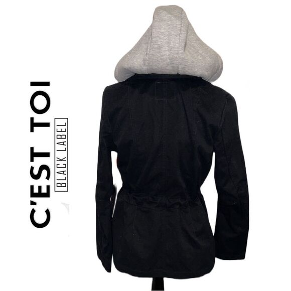 Black Label‎ by C’EST TOI Women’s Layered Hooded Drawstring Jacket - Size S - Picture 2 of 3